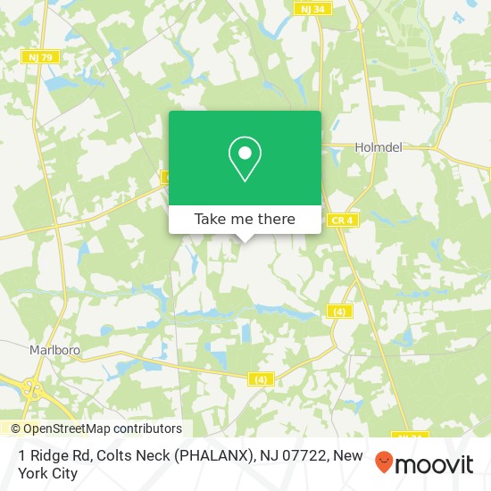 Mapa de 1 Ridge Rd, Colts Neck (PHALANX), NJ 07722