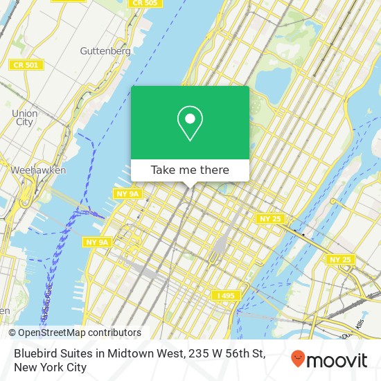 Bluebird Suites in Midtown West, 235 W 56th St map
