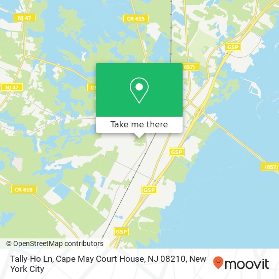 Mapa de Tally-Ho Ln, Cape May Court House, NJ 08210