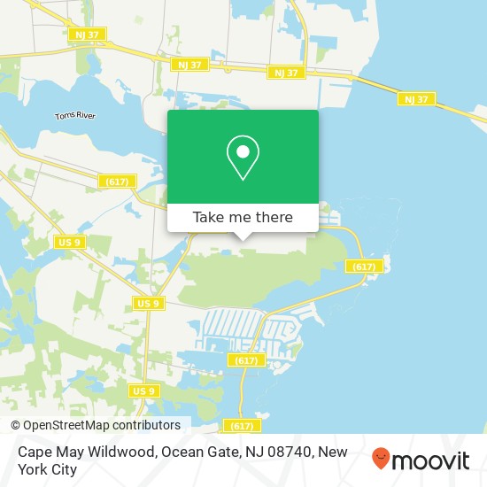 Mapa de Cape May Wildwood, Ocean Gate, NJ 08740