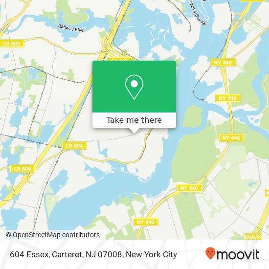 Mapa de 604 Essex, Carteret, NJ 07008