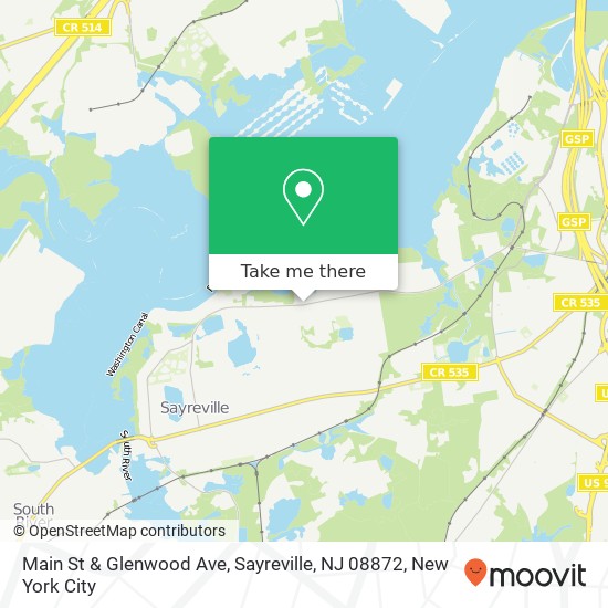 Mapa de Main St & Glenwood Ave, Sayreville, NJ 08872