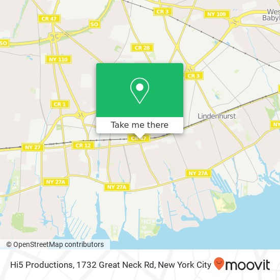 Hi5 Productions, 1732 Great Neck Rd map