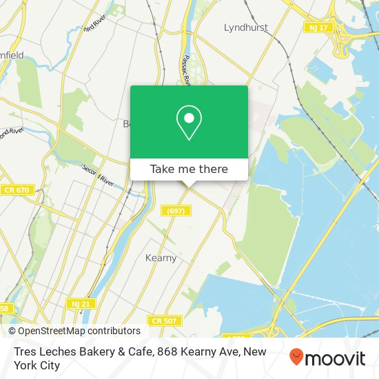 Tres Leches Bakery & Cafe, 868 Kearny Ave map