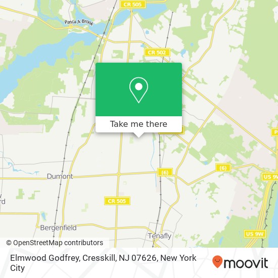 Mapa de Elmwood Godfrey, Cresskill, NJ 07626