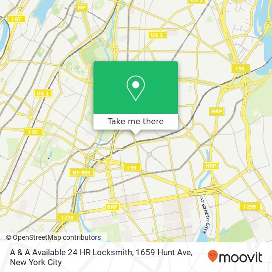 A & A Available 24 HR Locksmith, 1659 Hunt Ave map