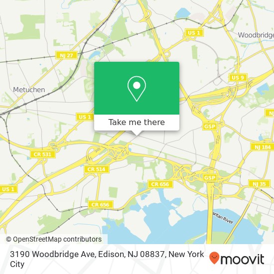 Mapa de 3190 Woodbridge Ave, Edison, NJ 08837