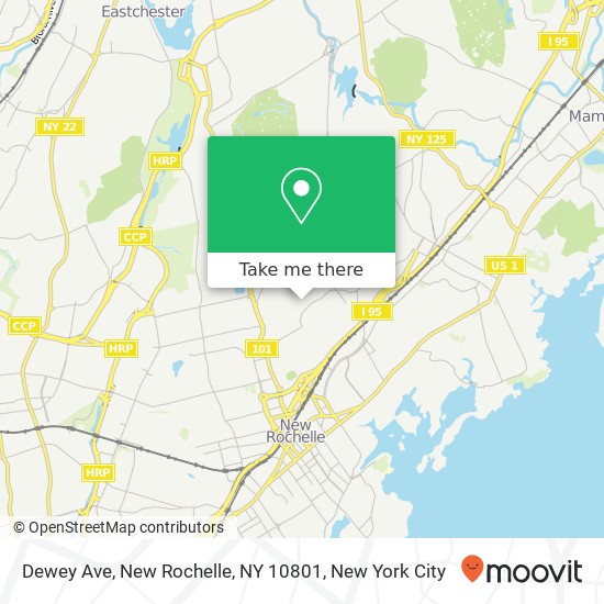 Mapa de Dewey Ave, New Rochelle, NY 10801
