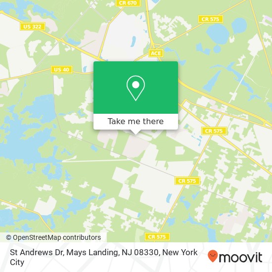 Mapa de St Andrews Dr, Mays Landing, NJ 08330