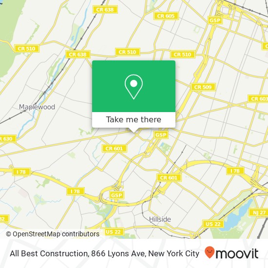 Mapa de All Best Construction, 866 Lyons Ave