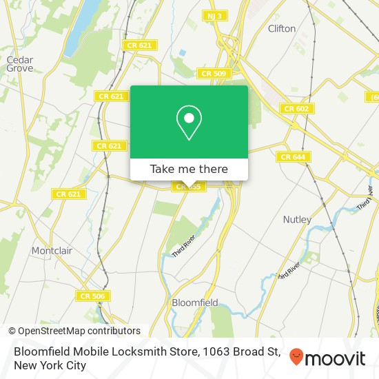 Mapa de Bloomfield Mobile Locksmith Store, 1063 Broad St