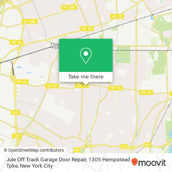 Jule Off Track Garage Door Repair, 1305 Hempstead Tpke map