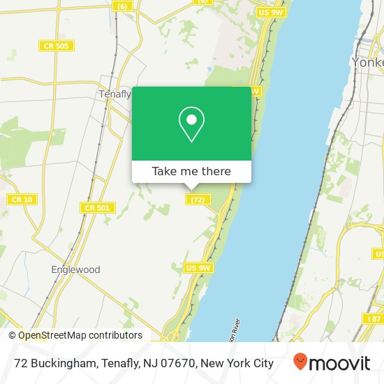 Mapa de 72 Buckingham, Tenafly, NJ 07670