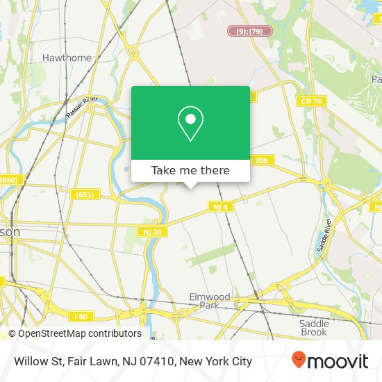 Mapa de Willow St, Fair Lawn, NJ 07410