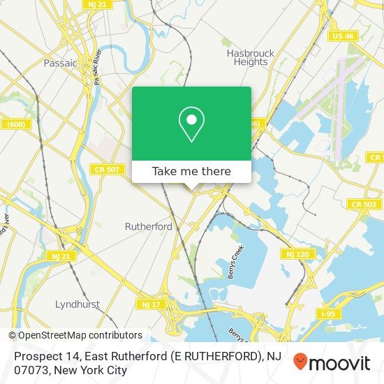 Prospect 14, East Rutherford (E RUTHERFORD), NJ 07073 map