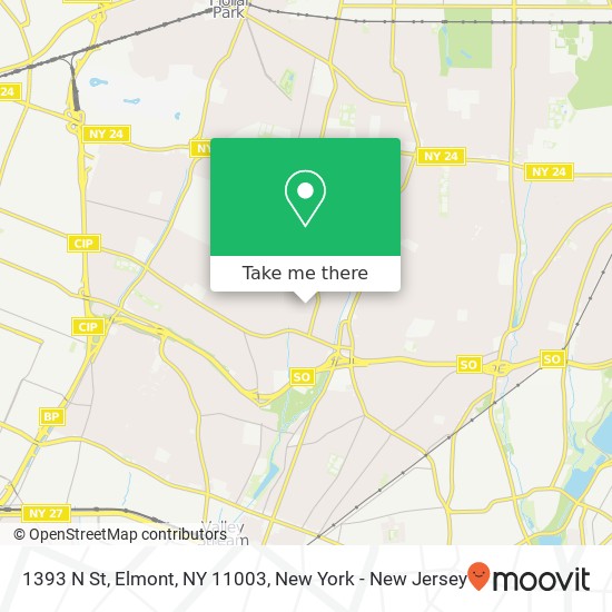 Mapa de 1393 N St, Elmont, NY 11003