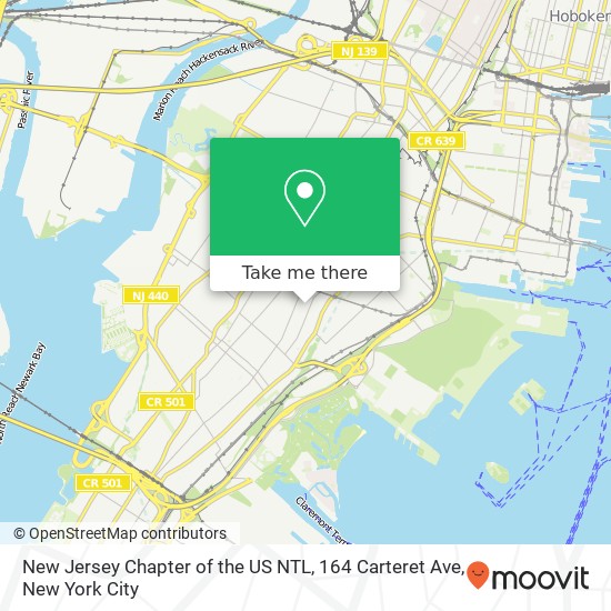 Mapa de New Jersey Chapter of the US NTL, 164 Carteret Ave