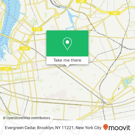 Mapa de Evergreen Cedar, Brooklyn, NY 11221