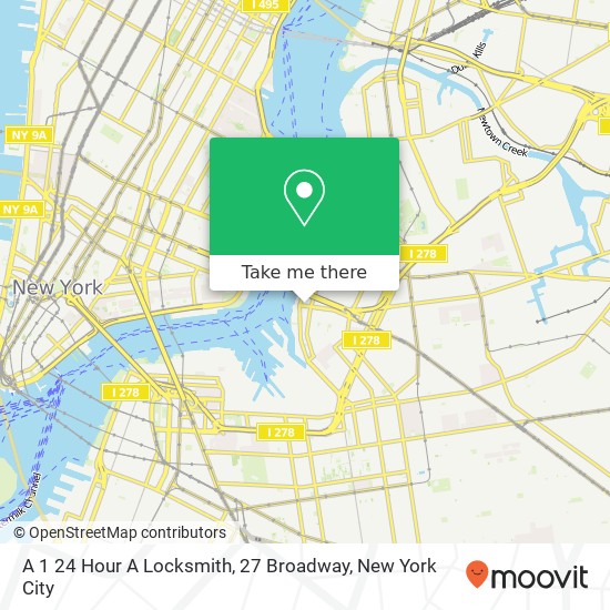 Mapa de A 1 24 Hour A Locksmith, 27 Broadway