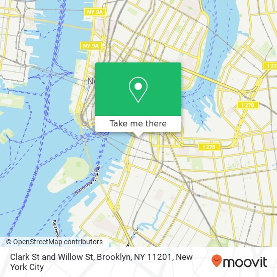 Clark St and Willow St, Brooklyn, NY 11201 map