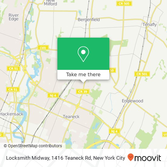Mapa de Locksmith Midway, 1416 Teaneck Rd