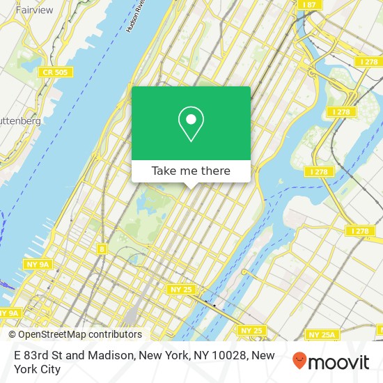 Mapa de E 83rd St and Madison, New York, NY 10028