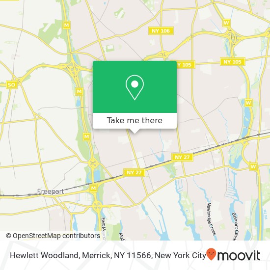 Mapa de Hewlett Woodland, Merrick, NY 11566