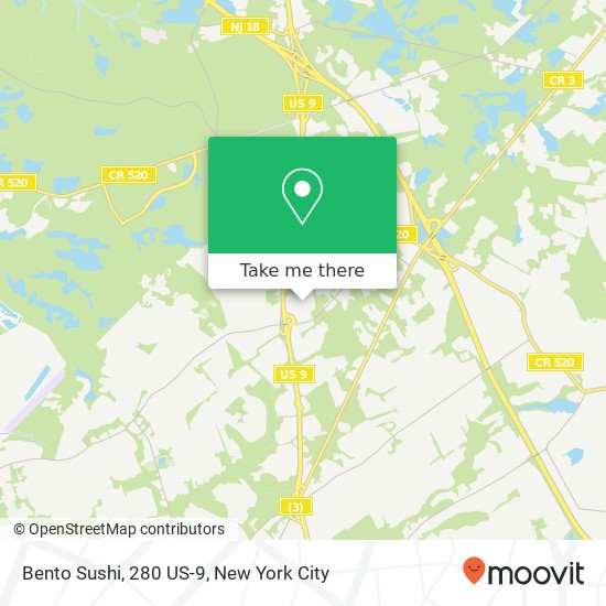 Mapa de Bento Sushi, 280 US-9