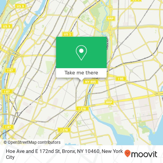 Mapa de Hoe Ave and E 172nd St, Bronx, NY 10460
