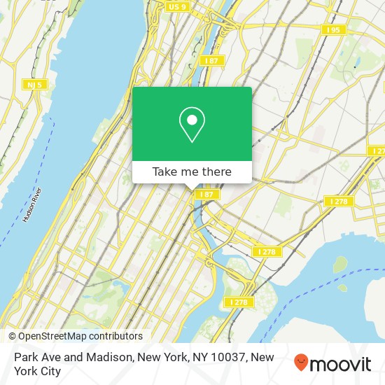 Mapa de Park Ave and Madison, New York, NY 10037
