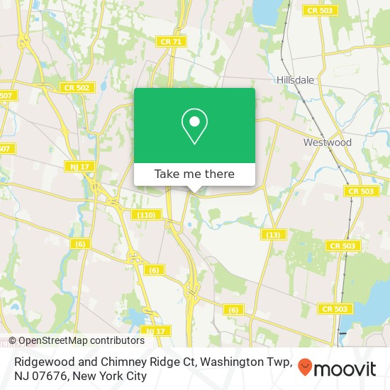 Mapa de Ridgewood and Chimney Ridge Ct, Washington Twp, NJ 07676
