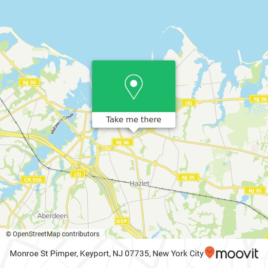 Mapa de Monroe St Pimper, Keyport, NJ 07735