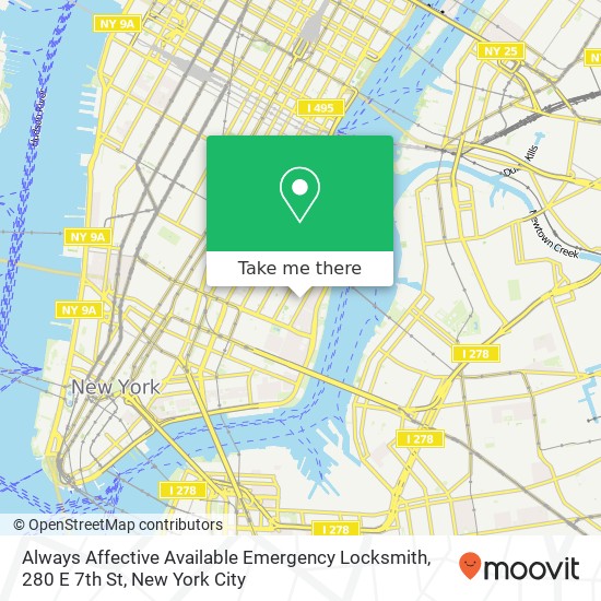 Mapa de Always Affective Available Emergency Locksmith, 280 E 7th St