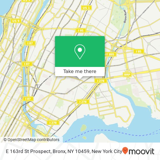 Mapa de E 163rd St Prospect, Bronx, NY 10459