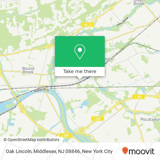 Mapa de Oak Lincoln, Middlesex, NJ 08846