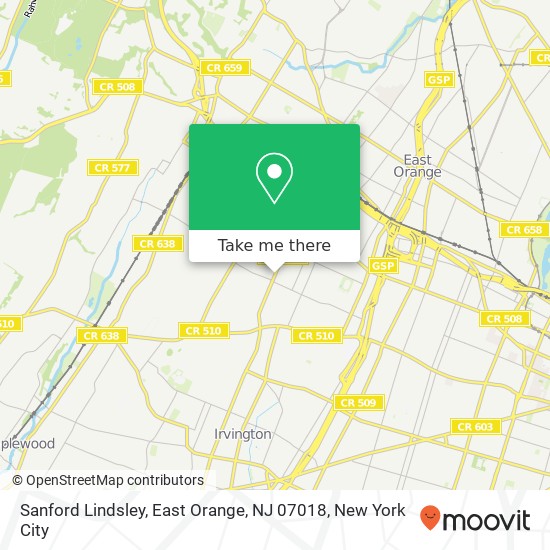 Mapa de Sanford Lindsley, East Orange, NJ 07018