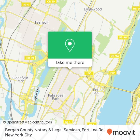Mapa de Bergen County Notary & Legal Services, Fort Lee Rd