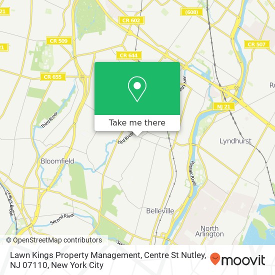 Mapa de Lawn Kings Property Management, Centre St Nutley, NJ 07110