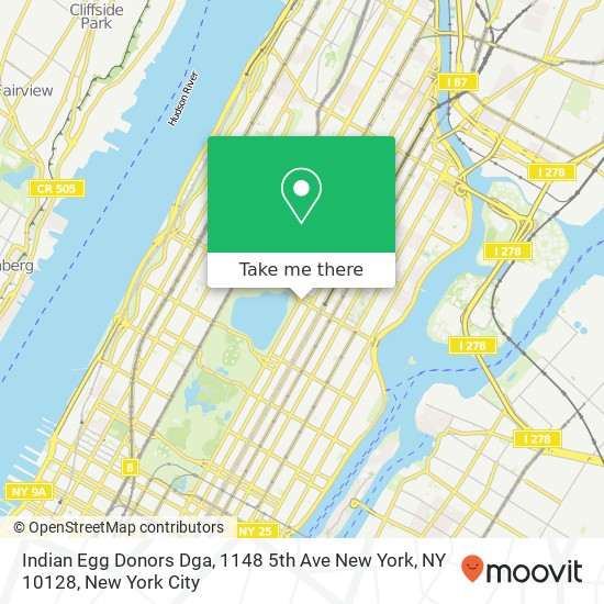 Mapa de Indian Egg Donors Dga, 1148 5th Ave New York, NY 10128
