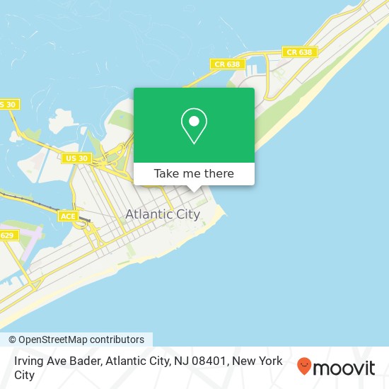 Mapa de Irving Ave Bader, Atlantic City, NJ 08401