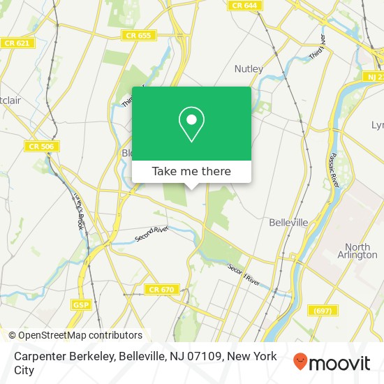 Mapa de Carpenter Berkeley, Belleville, NJ 07109