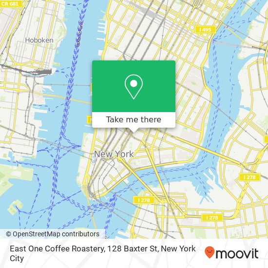 Mapa de East One Coffee Roastery, 128 Baxter St