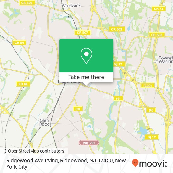 Mapa de Ridgewood Ave Irving, Ridgewood, NJ 07450