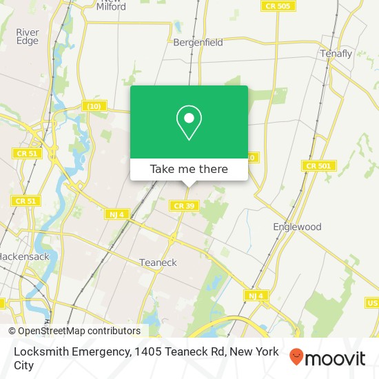 Mapa de Locksmith Emergency, 1405 Teaneck Rd