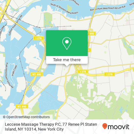 Mapa de Leccese Massage Therapy P.C, 77 Renee Pl Staten Island, NY 10314