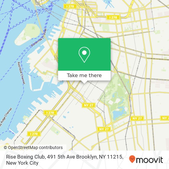 Mapa de Rise Boxing Club, 491 5th Ave Brooklyn, NY 11215