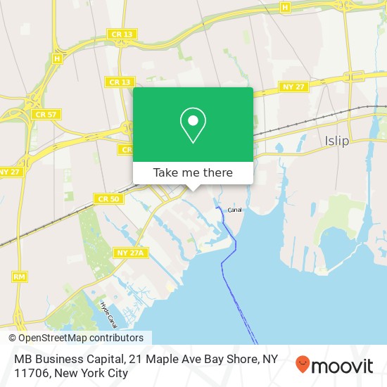 Mapa de MB Business Capital, 21 Maple Ave Bay Shore, NY 11706