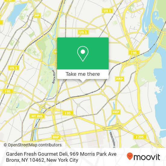 Mapa de Garden Fresh Gourmet Deli, 969 Morris Park Ave Bronx, NY 10462