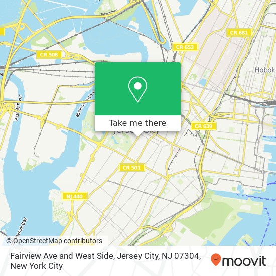 Fairview Ave and West Side, Jersey City, NJ 07304 map