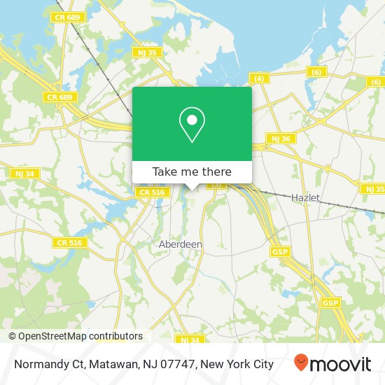 Mapa de Normandy Ct, Matawan, NJ 07747